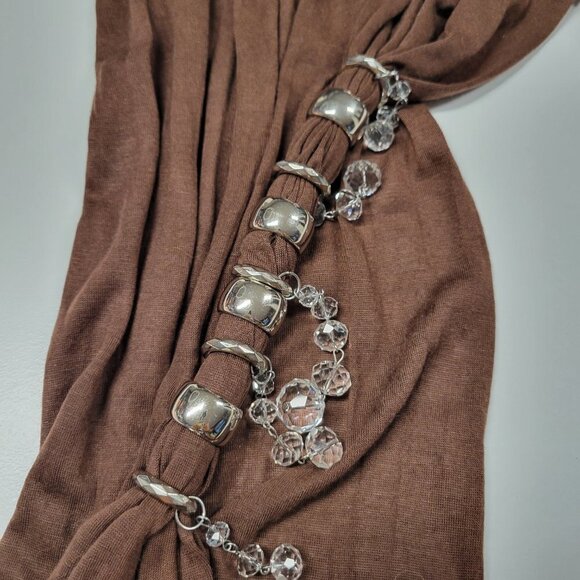 Dark Brown Pendant Scarf - Picture 3 of 5